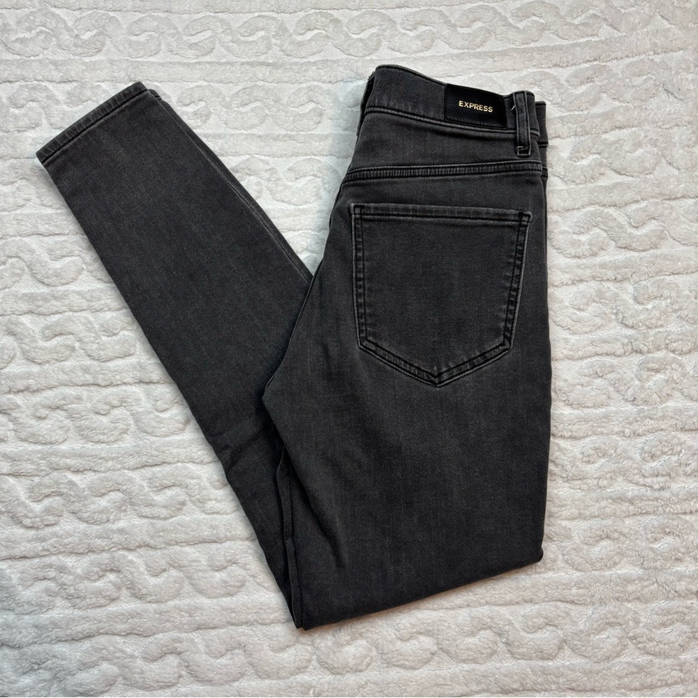 Express Skinny High Rise Gray Denim Jeans Size 4R